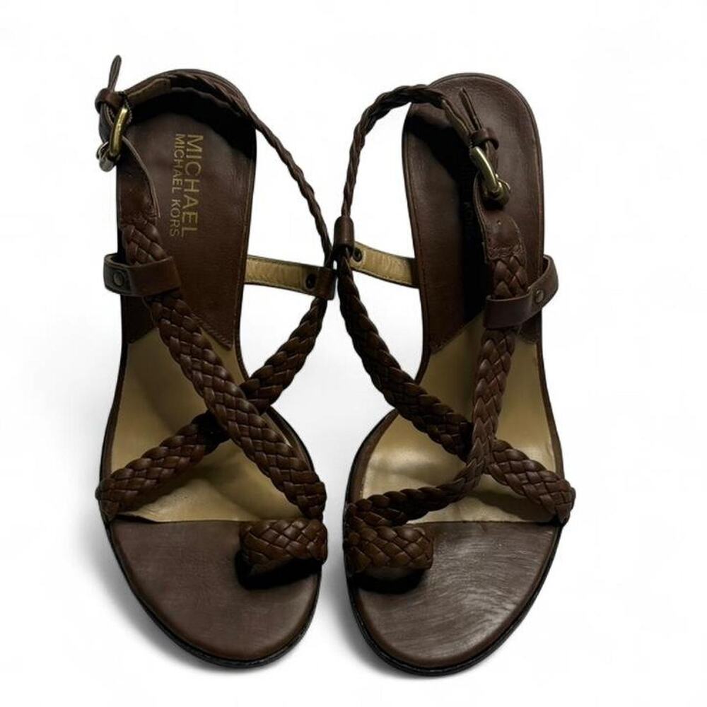 Michael Kors Vintage Brown Leather 4” heels Perfect GoingOut Casual Heels size 7 - Picture 2 of 8